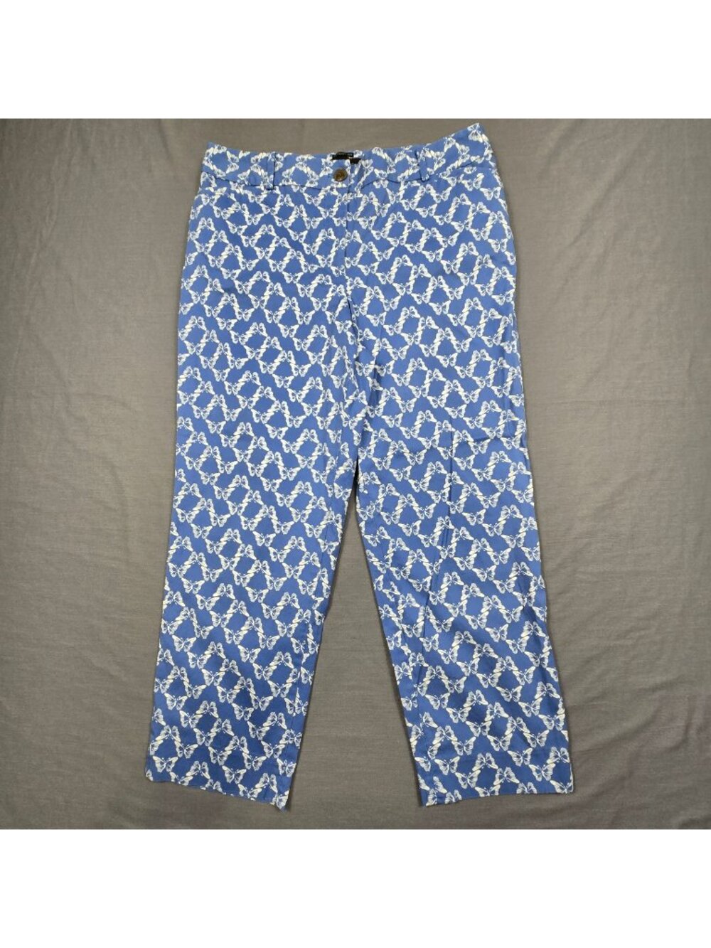 Talbots Women’s Size 10 The Perfect Crop Blue & White Butterfly Print Pants